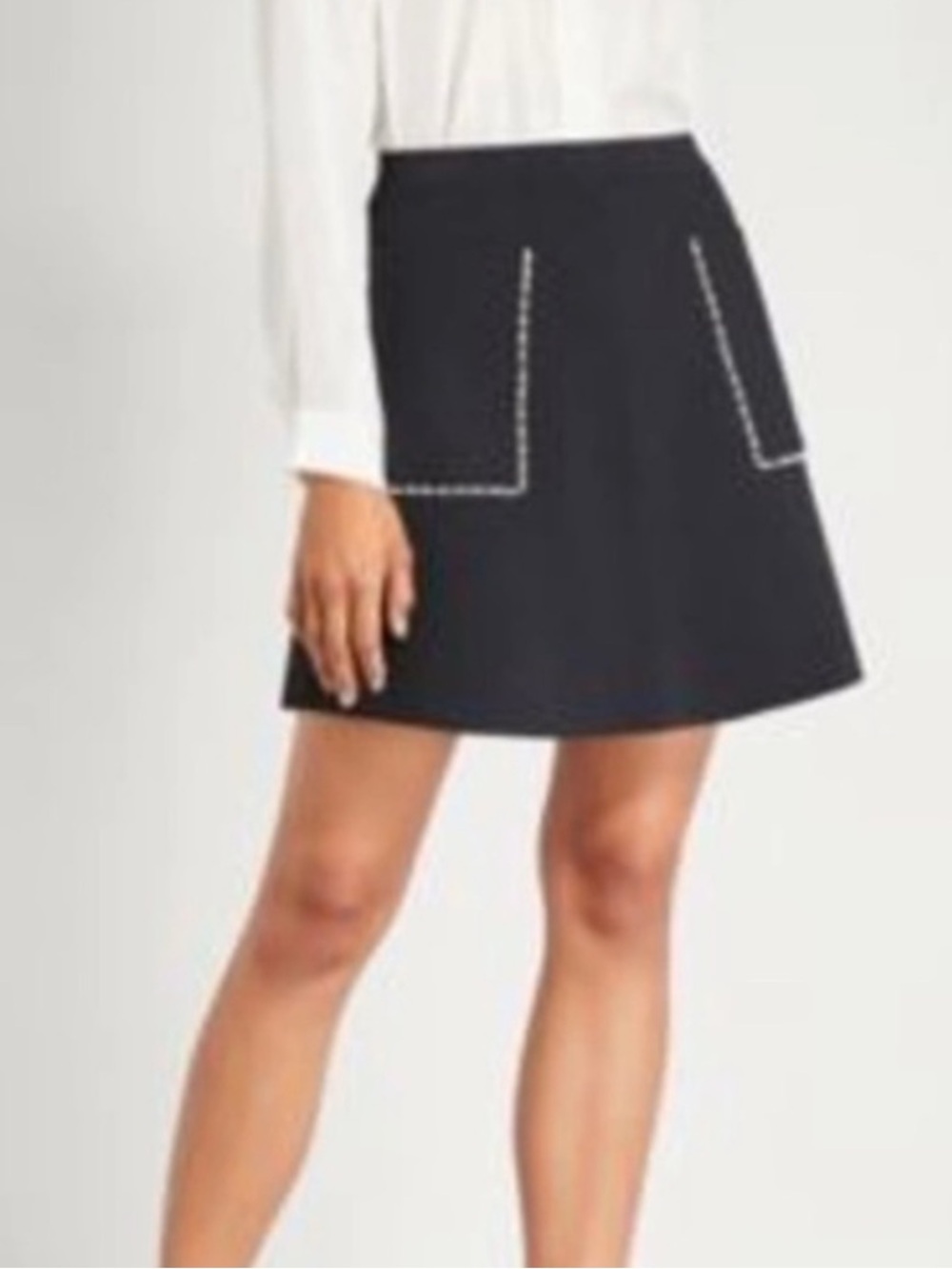 Sandro Paris Louis Studded Crystal Rhinestone Pearl A-line Black Mini Skirt S